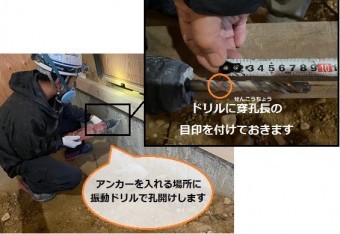 穿孔長 アンカーボルト 添え基礎