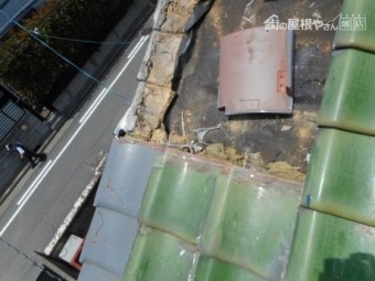 地瓦袖瓦釘止め葺土追加
