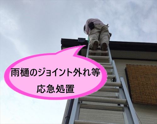 堺市中区｜雨樋ジョイント部外れ・コーキング劣化は応急処置で解消