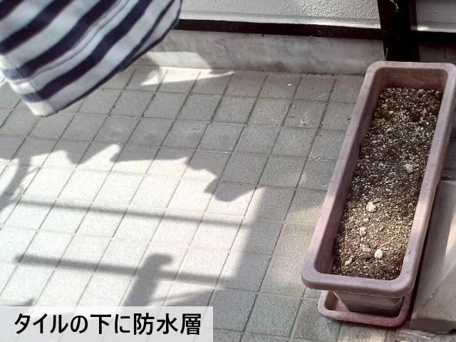タイルの下に防水層