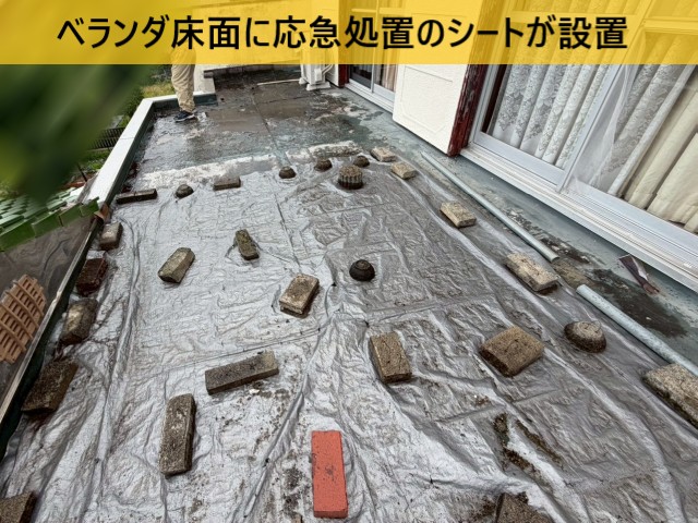 【堺市北区】25年続くベランダの雨漏り調査｜天井裏の応急処置と防水層の劣化を確認