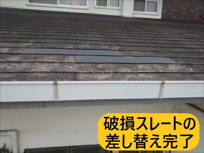 堺市 屋根修繕 施工事例 スレート差し替え完了