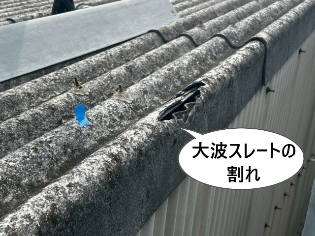 大波スレートの割れ