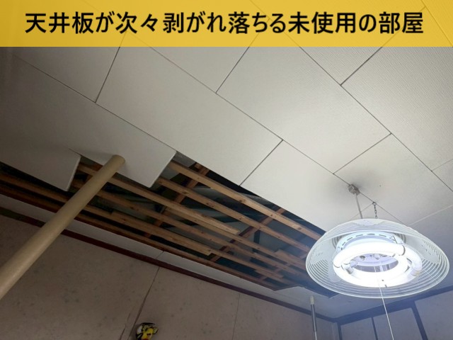 【堺市堺区】天井材が次々剥がれ落ちてくる原因を調査｜費用を抑えた簡易補修をご提案