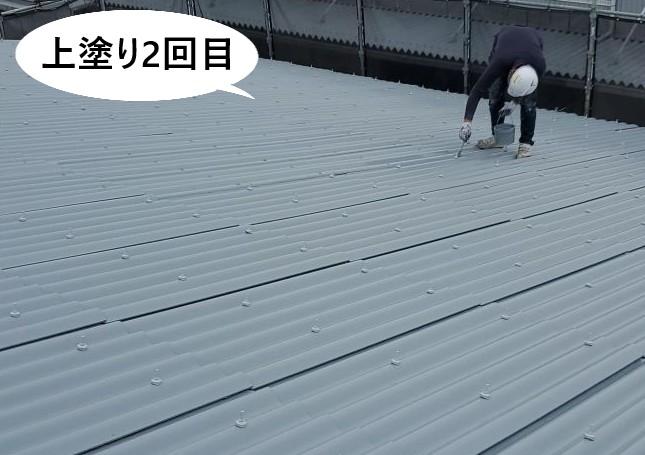 屋根上塗り 2回目