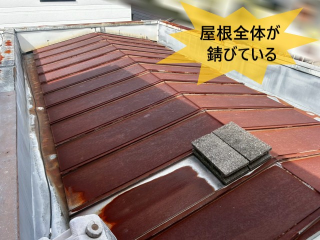屋根全体が錆びている