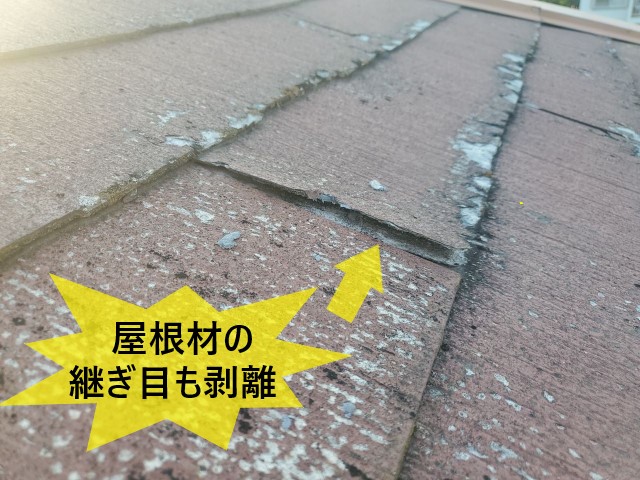 屋根材の継目も剥離