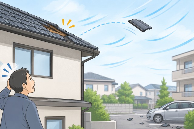 【堺市】なぜ屋根材は飛ぶ？｜強風で瓦・スレート・棟板金・波板が飛散する原因を解説