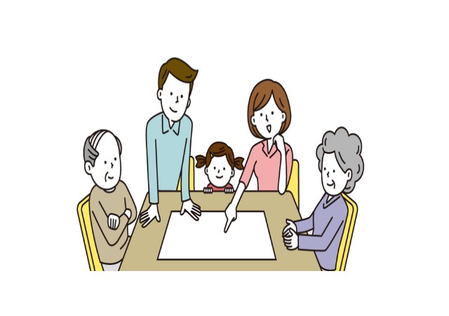 工事の家族会議イラスト