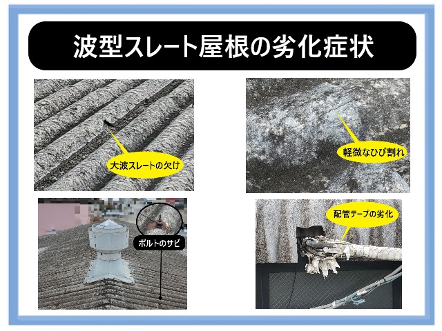 波型スレート屋根の劣化症状