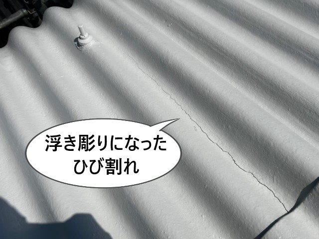 浮き彫りになったひび割れ