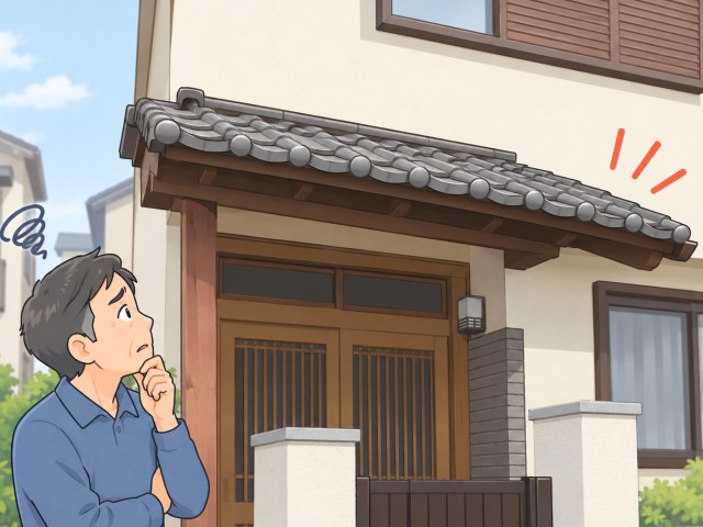 玄関庇　傾き　イラスト