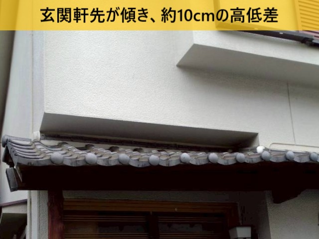 【堺市美原区】傾いた玄関軒先を調査｜約10年前から続く傾きと今後の対応