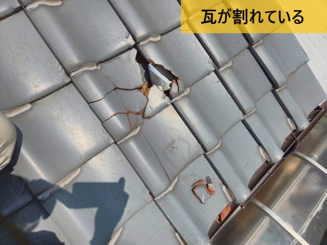 【堺市西区】1階室内の雨漏りを調査｜原因は2階屋根の割れた瓦と防水紙の劣化