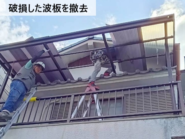 破損した波板を撤去