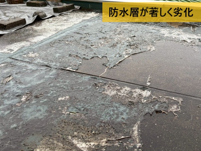防水層が著しく劣化