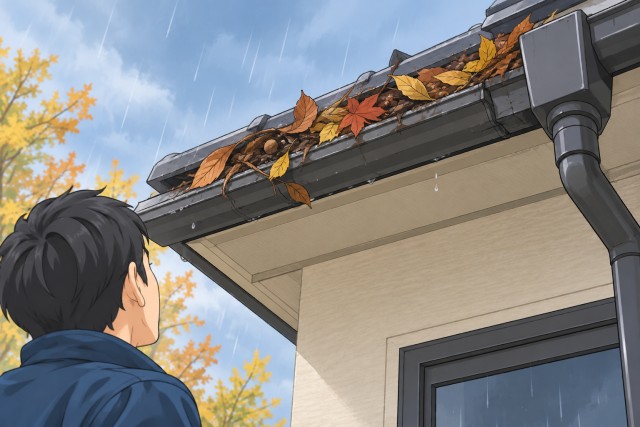 【堺市】秋から冬は雨樋の詰まりに注意｜落ち葉・木の実がたまる時期と清掃事例3選