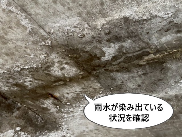 雨水が染み出ている状況を確認