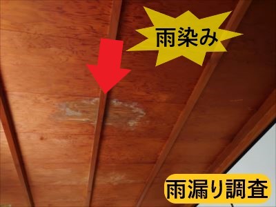 堺市南区にて１階の和室天井から発生している雨漏りの調査｜ベランダ防水に散水調査で原因究明